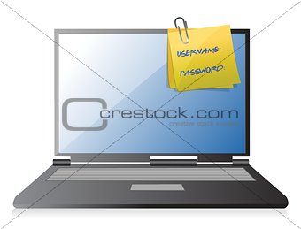 username and password on a laptop