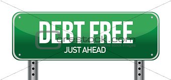 debt free green traffic road sign