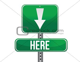 here green traffic road sign