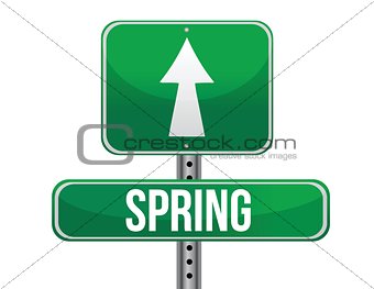 spring green traffic road sign