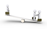 Businessmen agreement on a seesaw