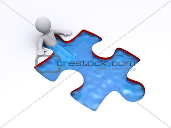 Person is successful inside puzzle shaped pool