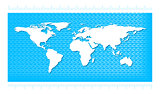 World map with water waves in the style pattern. Illustration for infographic on a blue background.