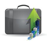 suitcase bag and business graph