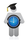 graduate holding clock