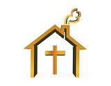 house and cross, religious concept