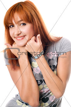 Close-up portrait of pretty red-haired girl
