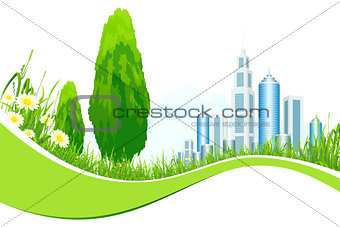 Abstract Isolated Background with City Line