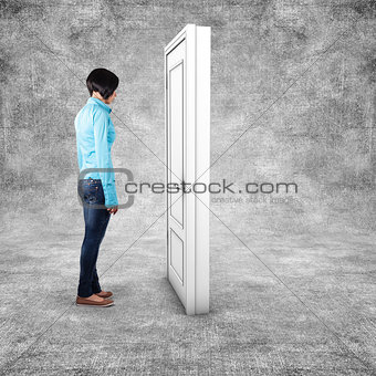 Girl before a door