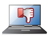 laptop Dislike Icon. Thumb down Sign