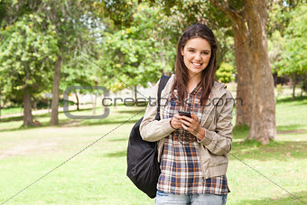 First-year student using a smartphone