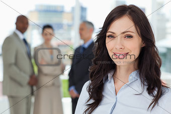 Businesswoman showing a great smile in front of the camera
