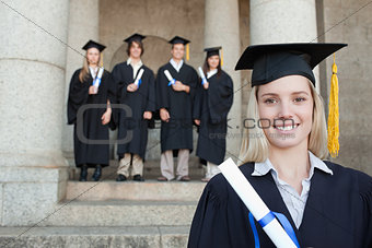 Close-up of a blonde graduate