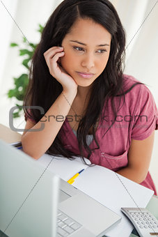 Bored brunette student 