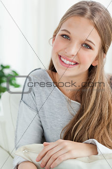 A smiling girl looking at the camera