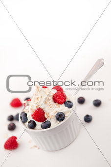 Whipped cream mix with berries