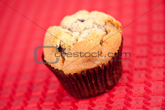 Muffin on tablecloth