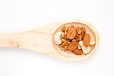 Wooden spoon with nuts