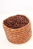 Close up of a basket full of coffee seeds