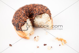 Chocolate doughnut with crumbs