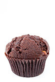 Close up of a fresh baked chocolate muffin