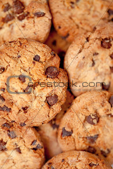 Close up of blurred cookies laid out together