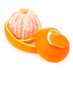 Orange surrounded by an orange peel