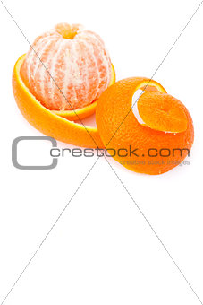 Orange surrounded by an orange peel