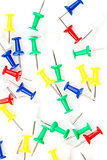 Close up of large group of multi coloured pushpins