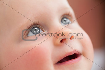Beautiful baby opening her eyes
