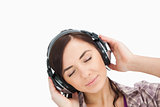 Woman enjoying music with headphone