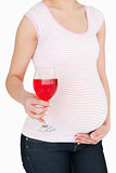 Pregnant woman with a non-alcoholic drink