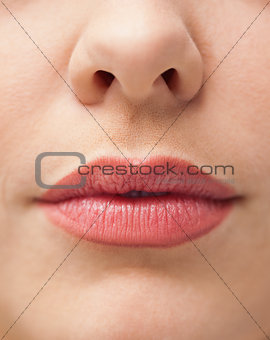Close-up of lips with make-up on them
