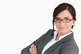Businesswoman wearing red glasses