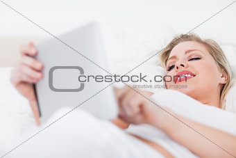 Young woman using an ebook