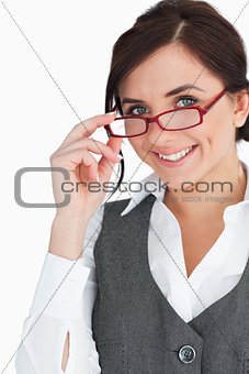Smiling businesswoman with glasses