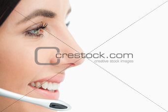 Close up of a call center worker