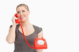 Woman calling with someone at a phone