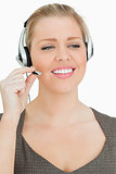 Pretty woman working in a call center