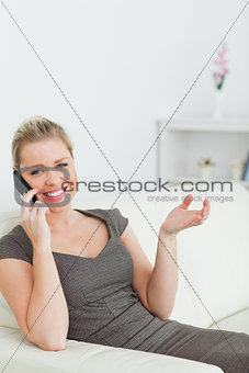 Woman calling with her mobile phone