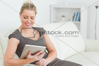 Woman looking at an ebook