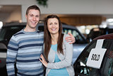 Couple purchasing a new car 