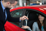 Client receiving car keys