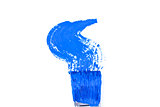 Blue brush stroke forming a zigzag against a white background