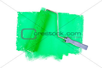 Paint roller on green traces