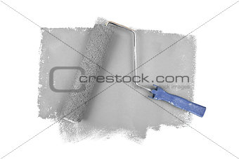 Paint roller on grey traces