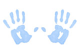 Two blue symmetric handprints
