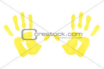 Two yellow symmetric handprints