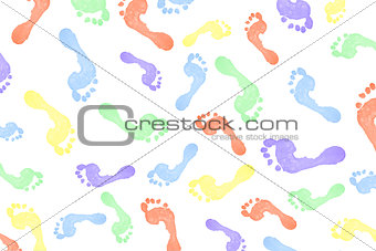 Lots of multi colored footprints