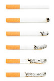 Different cigarettes burning